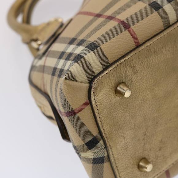 BURBERRY Nova Check Hand Bag PVC Leather Beige Auth yk7516 - Picture 16 of 16